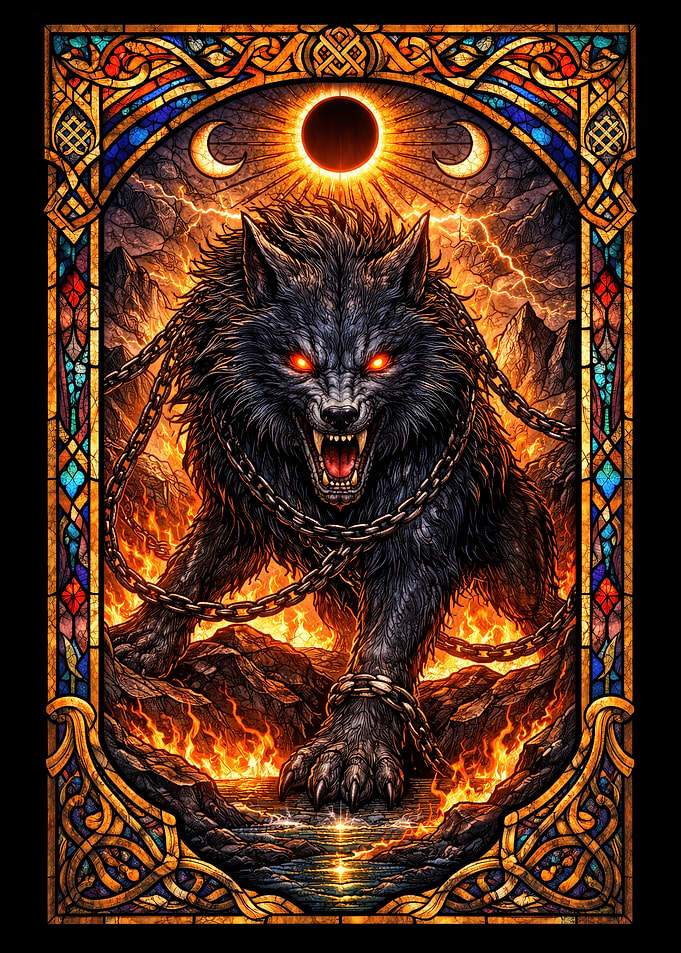 Chained Wolf Under Eclipse