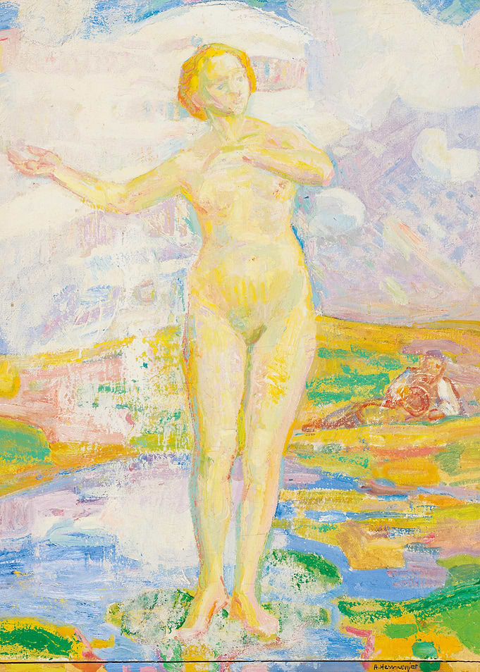 Nude Figure in a Dreamlike Landscape