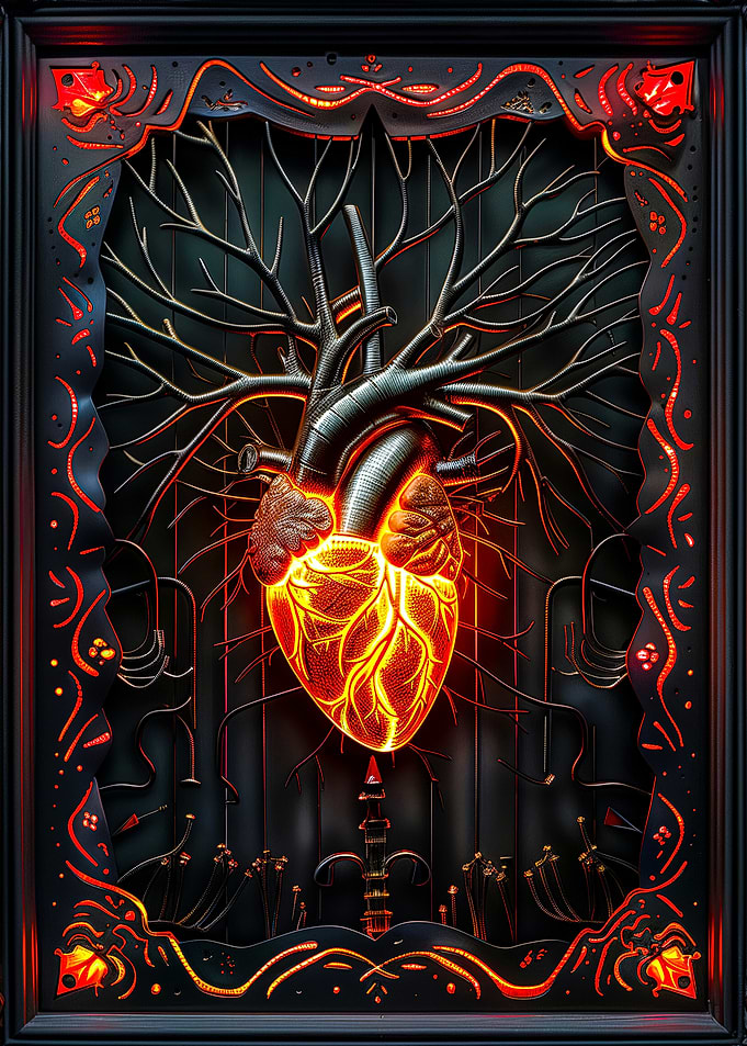 Mechanical Heart Stained Glass