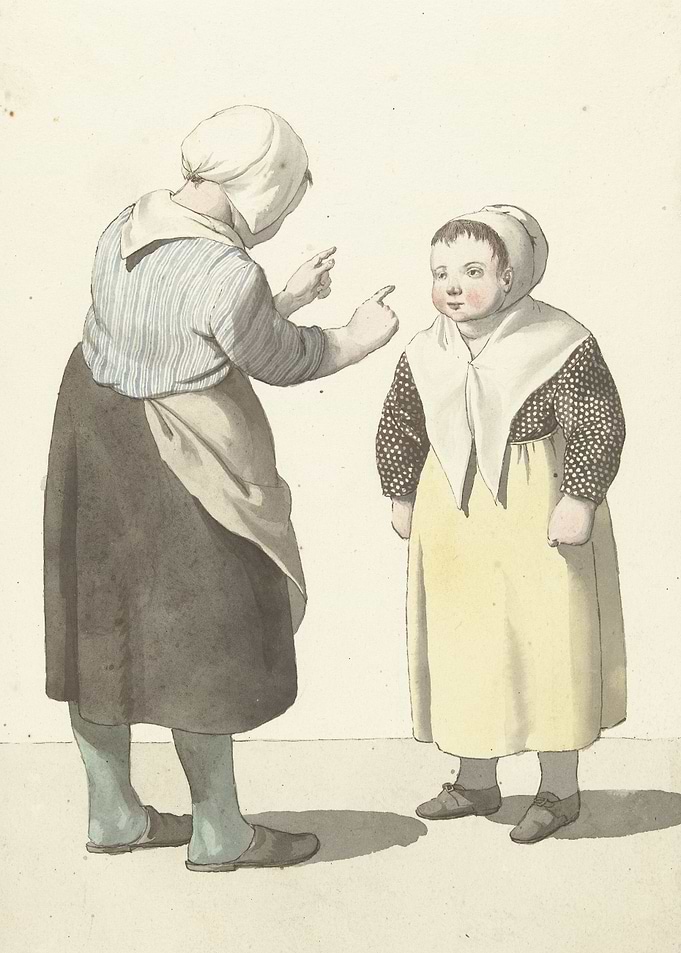 Two figures in traditional clothing