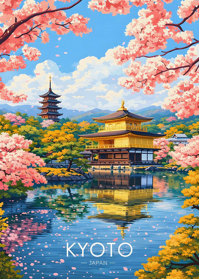 Kyoto Golden Pavilion Cherry Blossoms