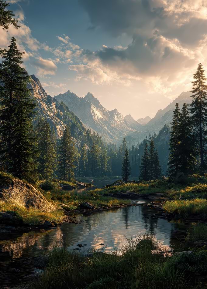 Serene Mountain Lake at Sunrise
