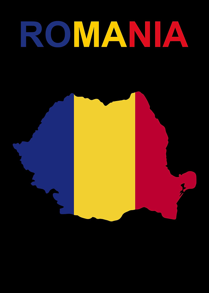 Map of Romania with Flag