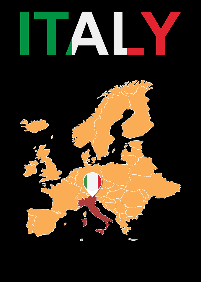 Italy Map with Flag
