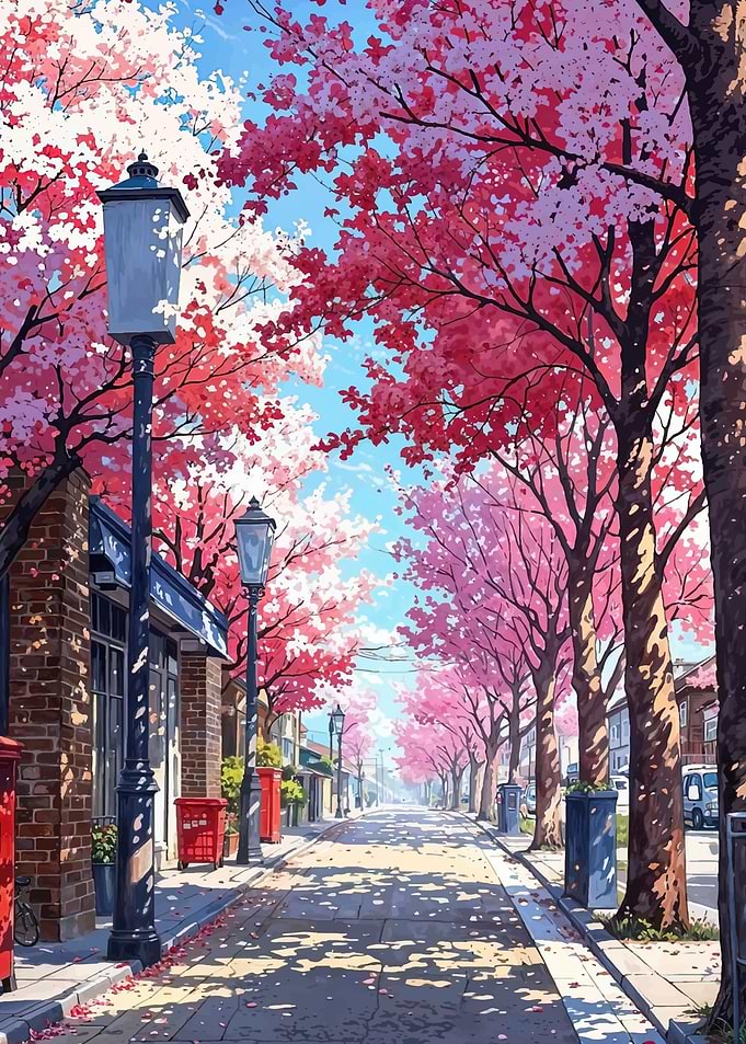 Cherry Blossom Lined Street