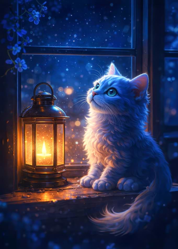 Kitten by a Lantern