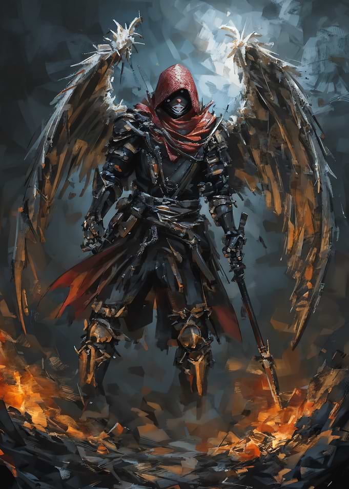Dark Angel Warrior in Flames