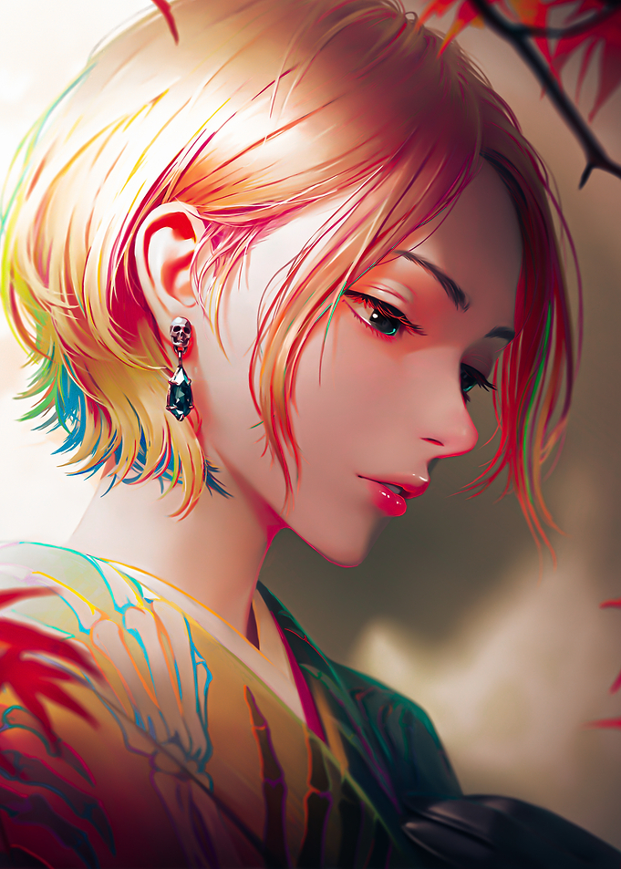 style portrait with colorful hair