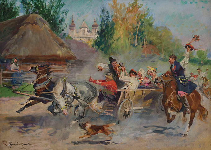 Traditional Horse-Drawn Carriage Scene