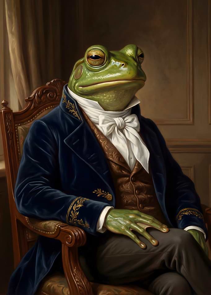 Anthropomorphic Frog in Formal Attire