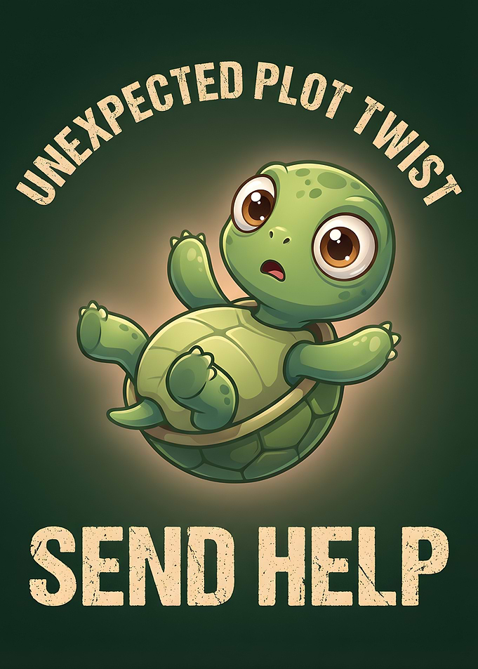 Cute Turtle with 'Send Help' Text