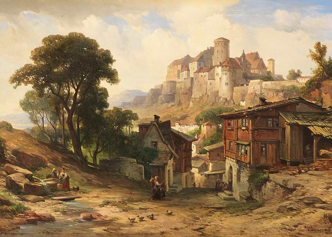 Medieval Village and Castle Landscape