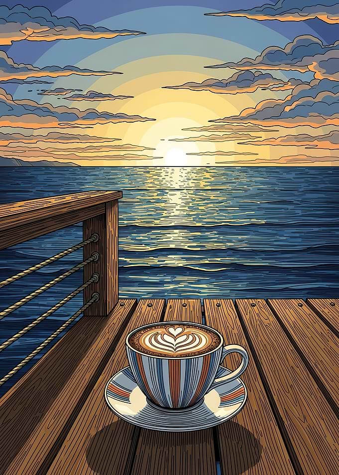 Coffee by the Sea at Sunrise