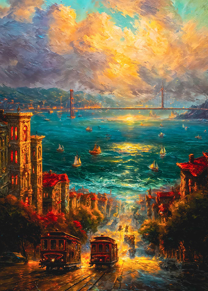 San Francisco Cable Cars and Golden Gate Bridge