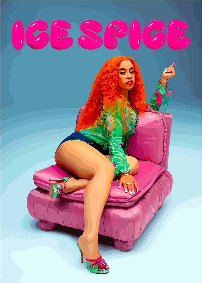 Ice Spice Posing on Pink Chair