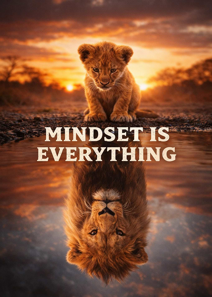 Lion Cub Reflection Inspirational Quote