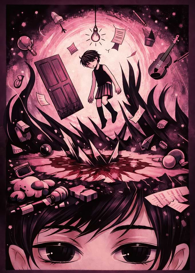 Surreal Dreamscape with Floating Figure