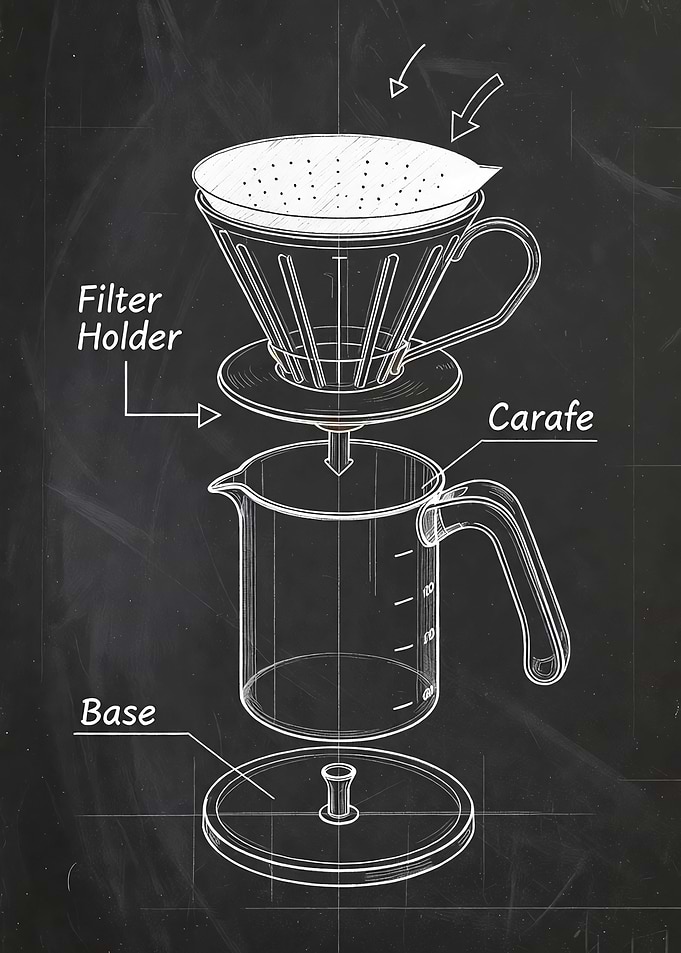 Pour-over coffee maker diagram