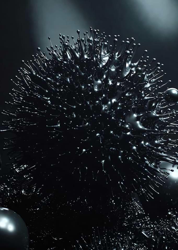 Abstract Black Metallic Spikes