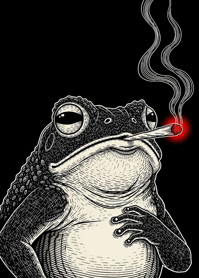 Toad smoking a cigarette