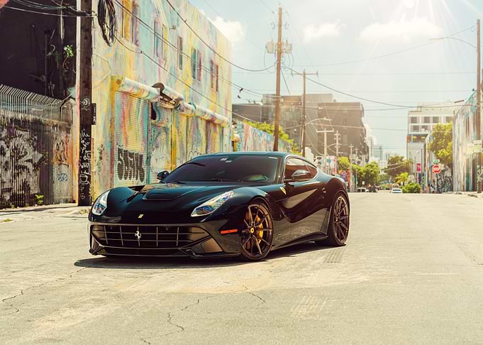 Black Ferrari F12 in Urban Setting