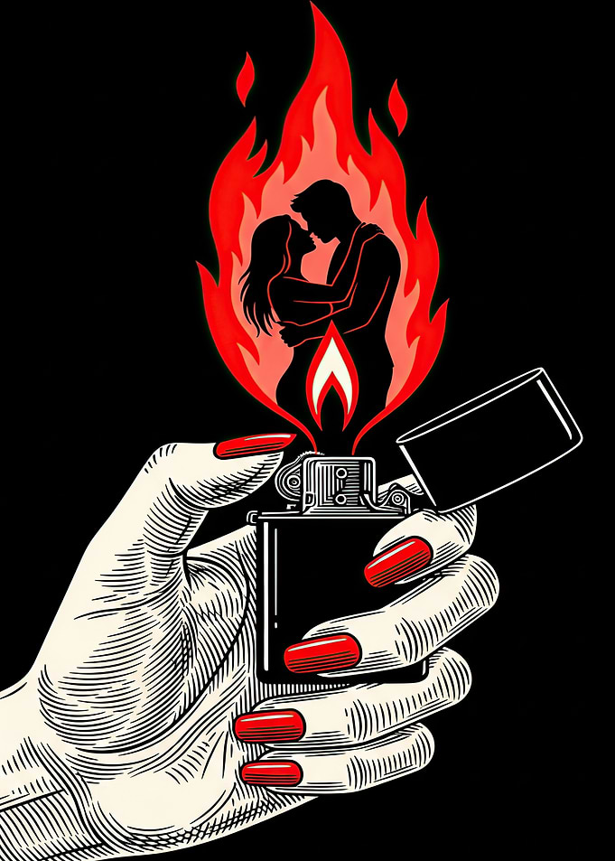Couple in Flames on Lighter