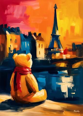 Paris Teddy Fauvist Sunset Skyline Print