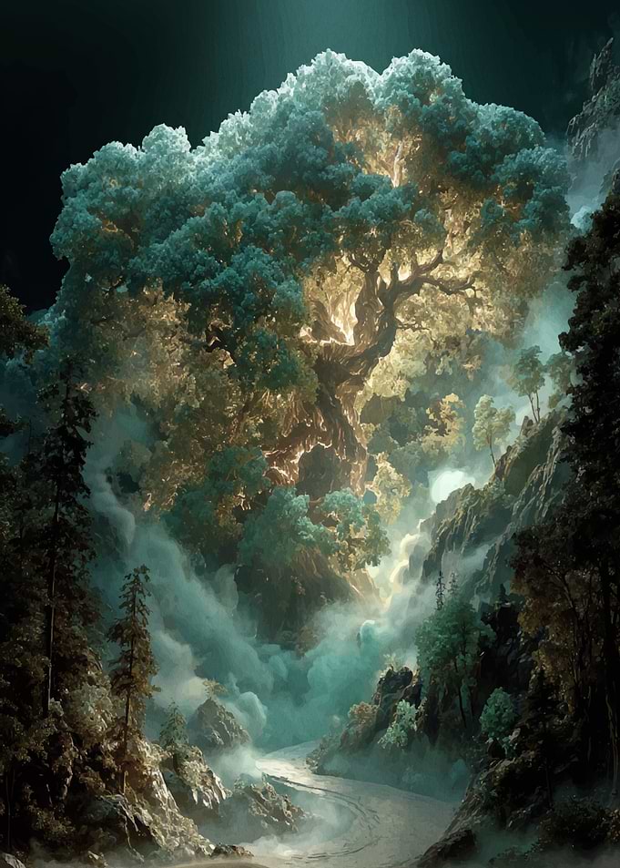 Enchanted Forest with Giant Tree