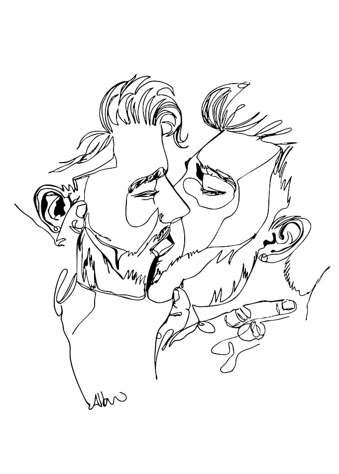 Couple Kissing Line Art