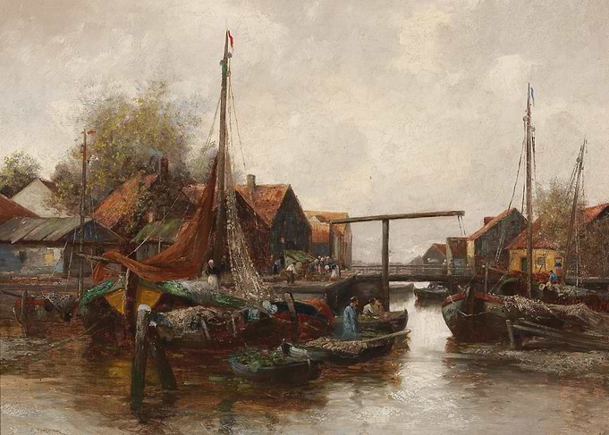 Boats in a Dutch Harbor