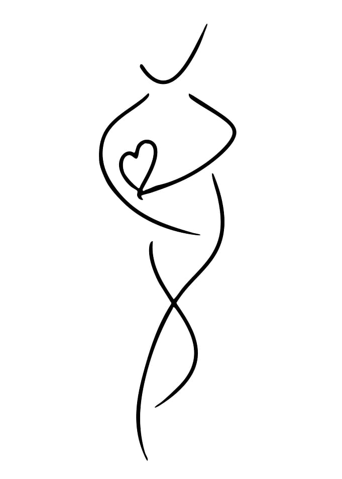 Abstract figure holding heart