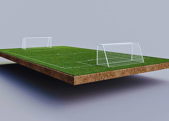 Floating Soccer Field with Goals