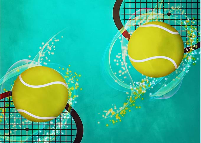 Tennis Balls and Rackets with Swirls