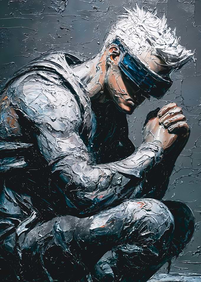 Textured Cyberpunk Blindfolded Male Portrait