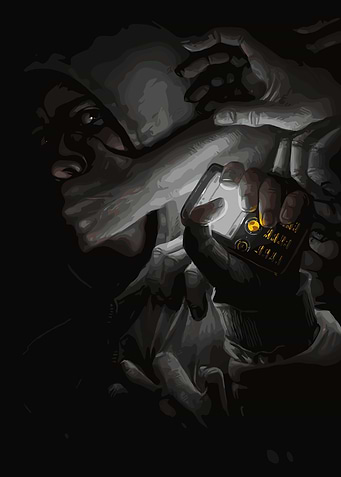 Dark Figure with Glowing Phone