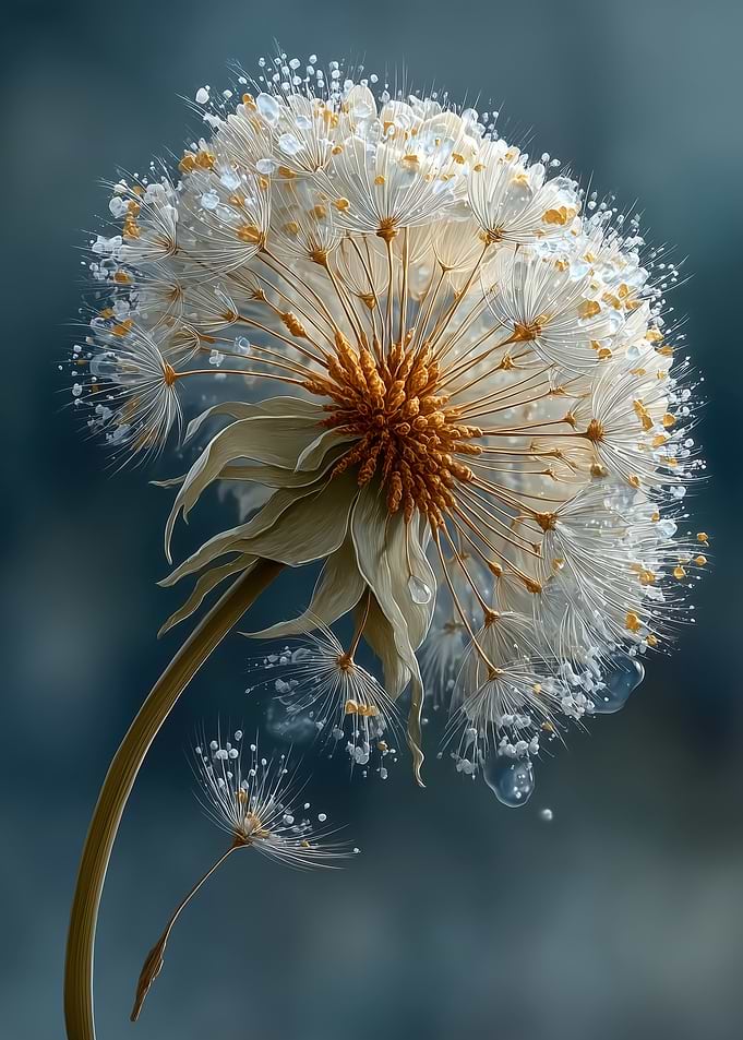 Dandelion with Water Droplets