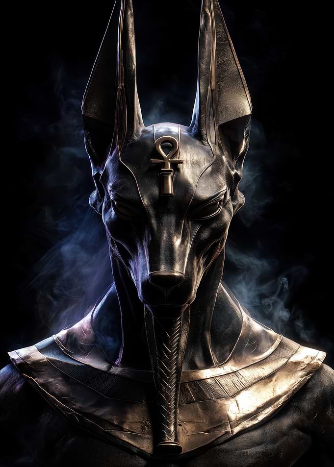Anubis Egyptian God with Ankh Symbol