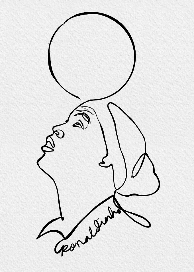 Line Art Portrait with Signature
