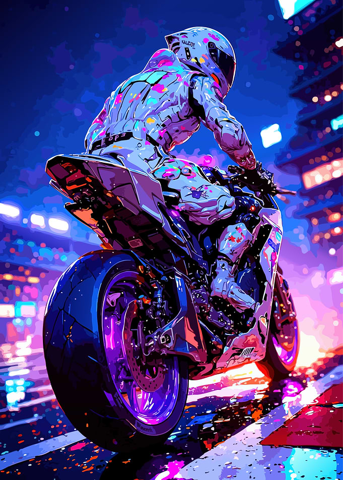 Cyberpunk Motorcycle Racer