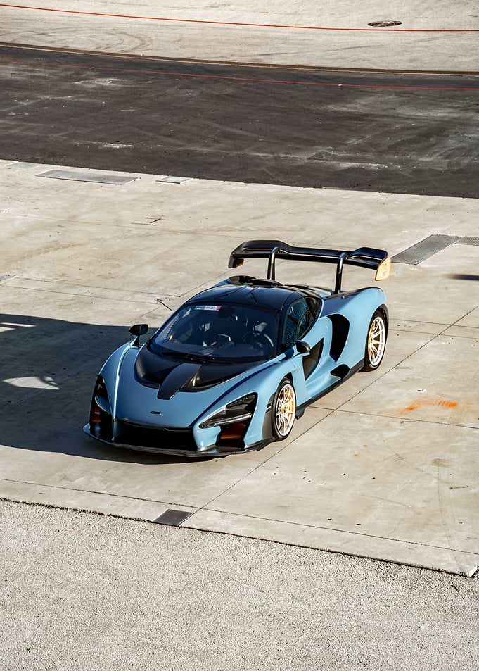 Blue McLaren Senna on concrete