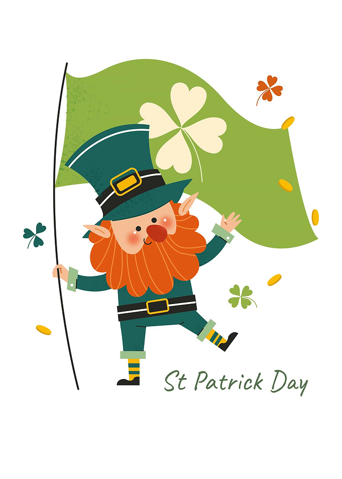 Leprechaun with Flag for St. Patrick's Day