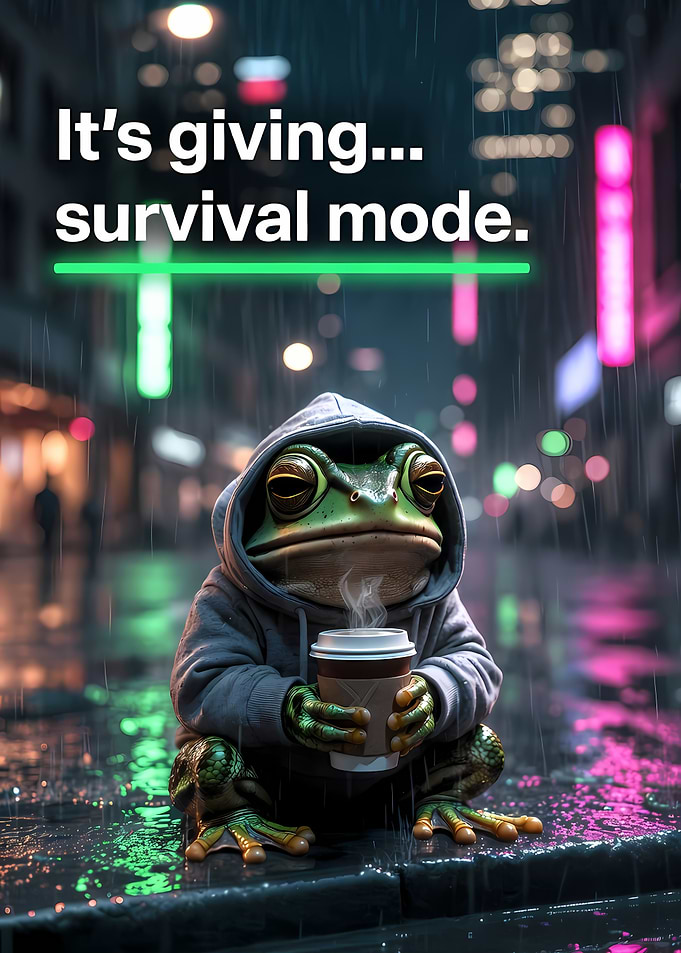 Frog in Hoodie with Coffee