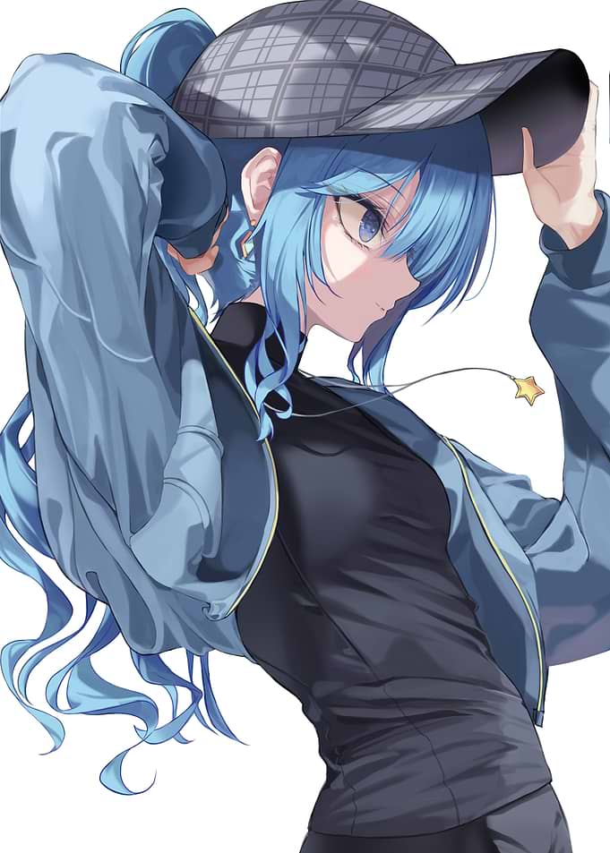 Girl with Blue Hair and Cap