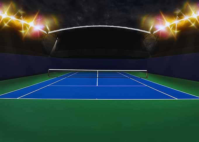 Indoor Tennis Court with Lights