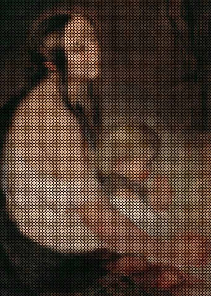 Mother With Child Under The Crucifix