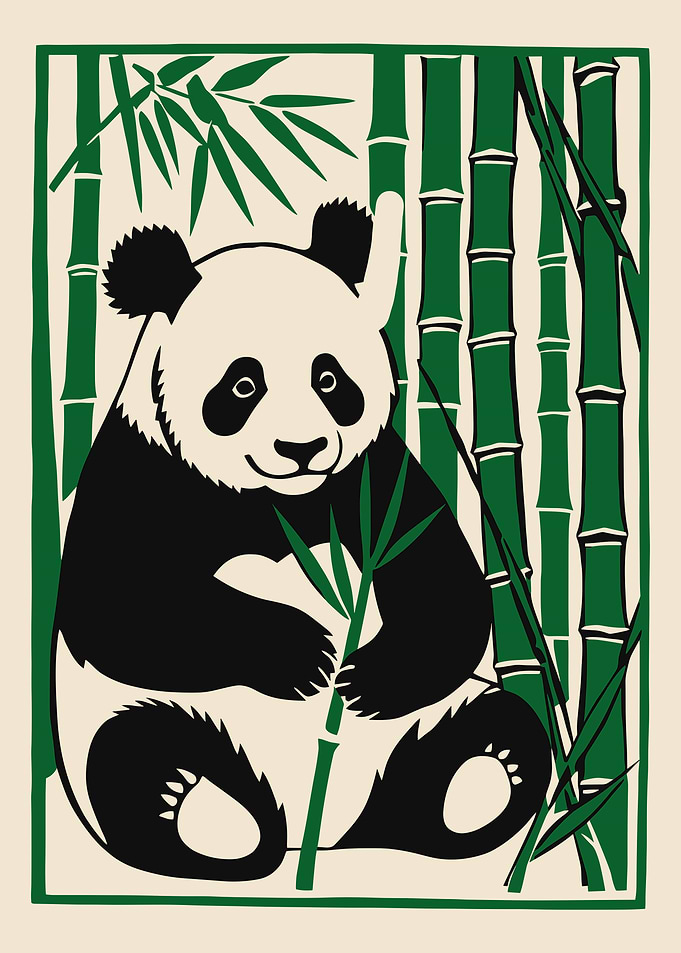 Panda in Bamboo Forest