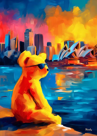 Sydney Teddy Fauvist Golden Harbor Print