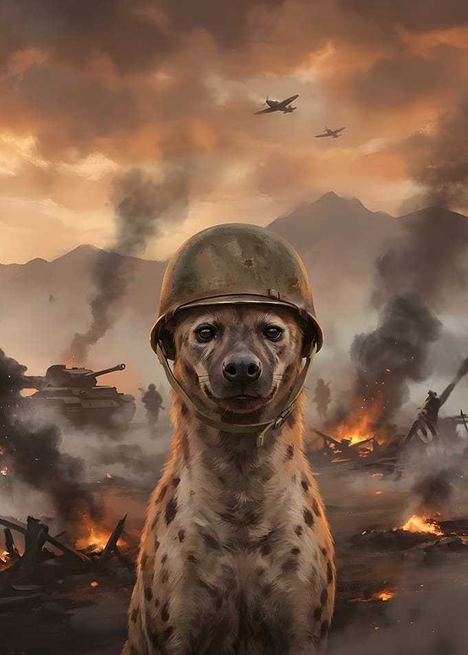 Hyena Soldier in War Zone