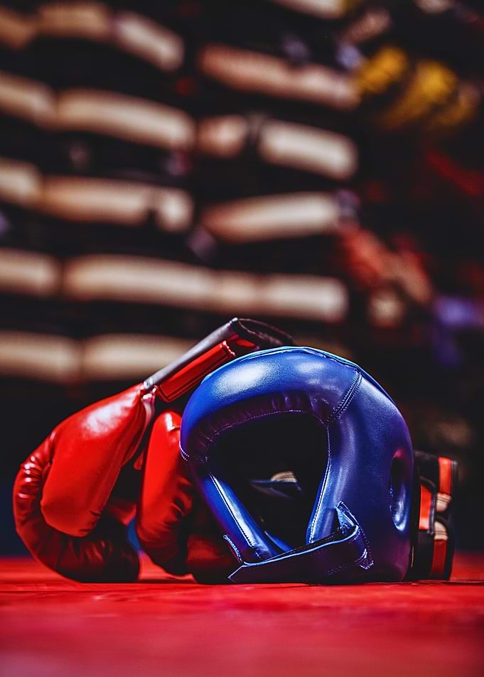 Boxing Gear on Red Mat
