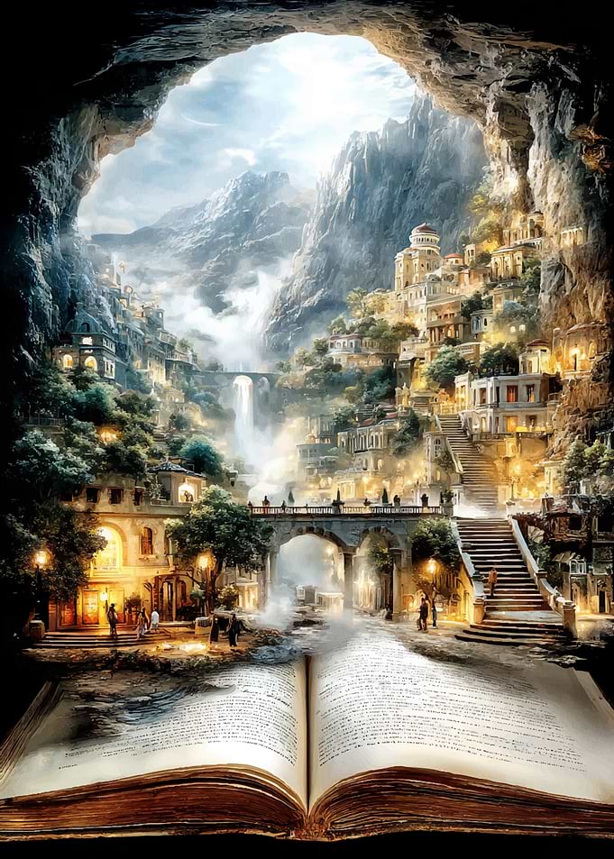 Fantasy City Emerging from a Book